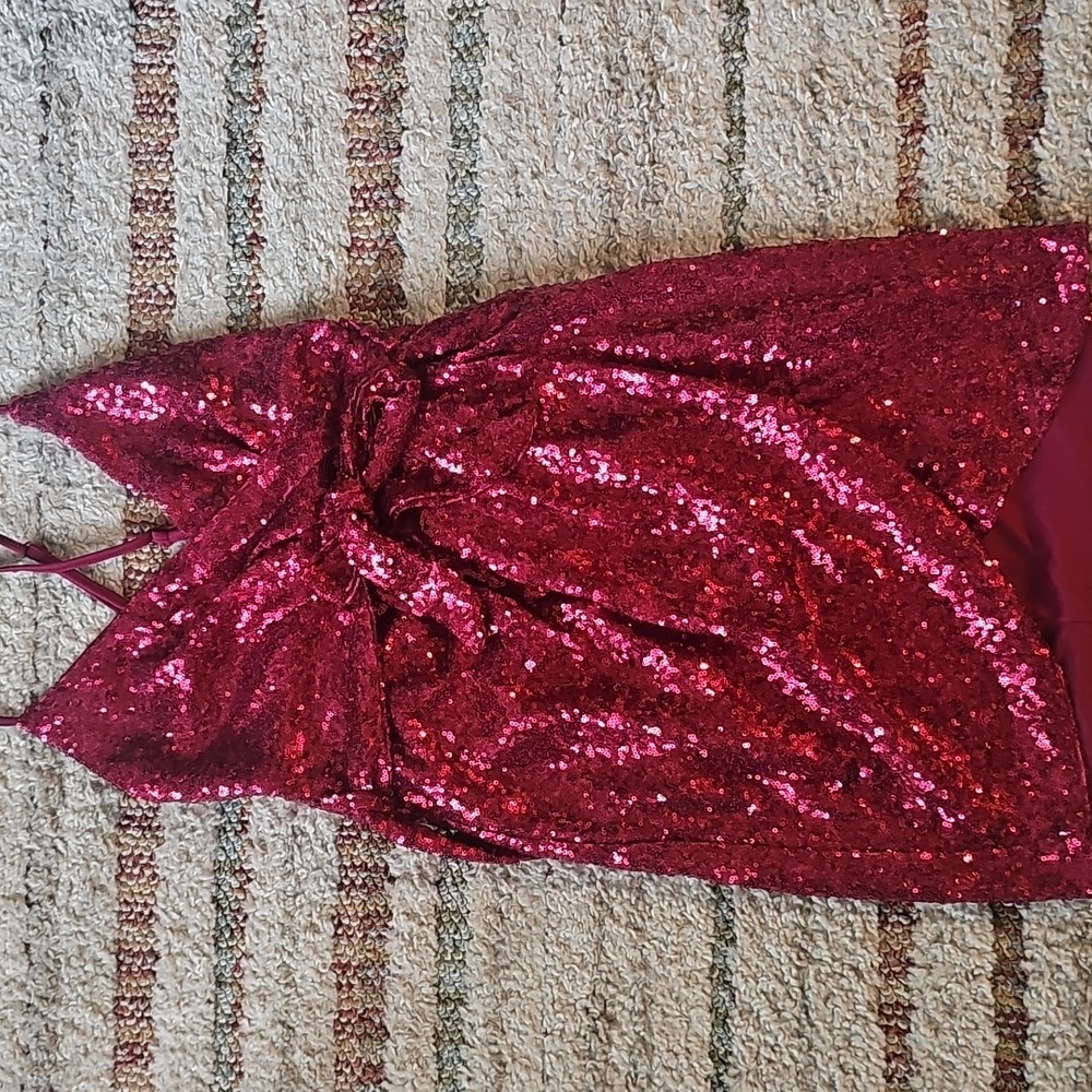 Hello Molly Sequin Burgundy Red Dress NWT Size Small